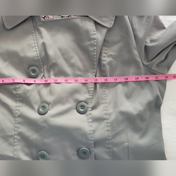 Vertigo Paris Blue/Gray Trench Coat Doble Breasted Button Down Jacket Size XL - Picture 12 of 15